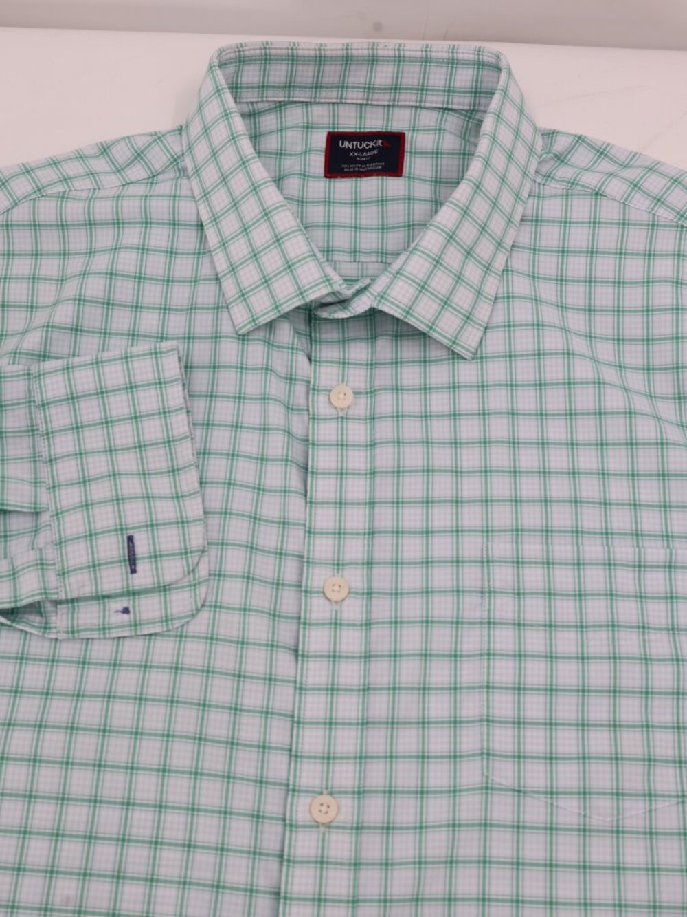 Untuckit Shirt Mens 2XL Plaid Wells Button Up Nylon Performance Stretch preppy